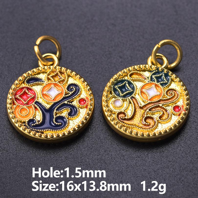 Vintage Ethnisch Chinesisch Goldfarbe 5 Stück Emaille Lotusblume Anhänger Für Schmuckherstellung Zubehör Schmetterling Sonnenblume Herz Anhänger
