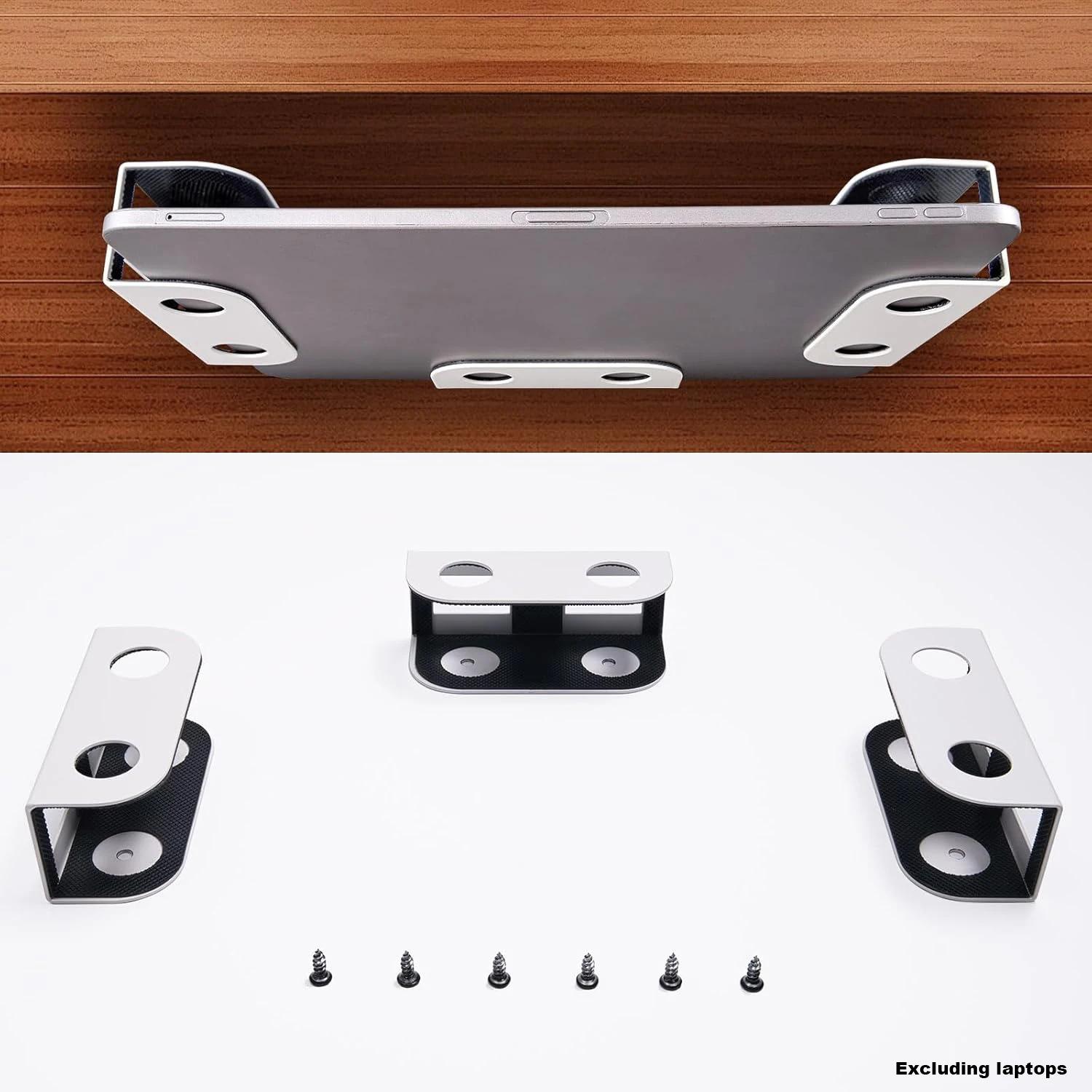 

3 Piece Metal Under Desk Laptop Stand for Laptop, Mac Mini, Macbook, Keyboard with Anti-Scratch Silicone