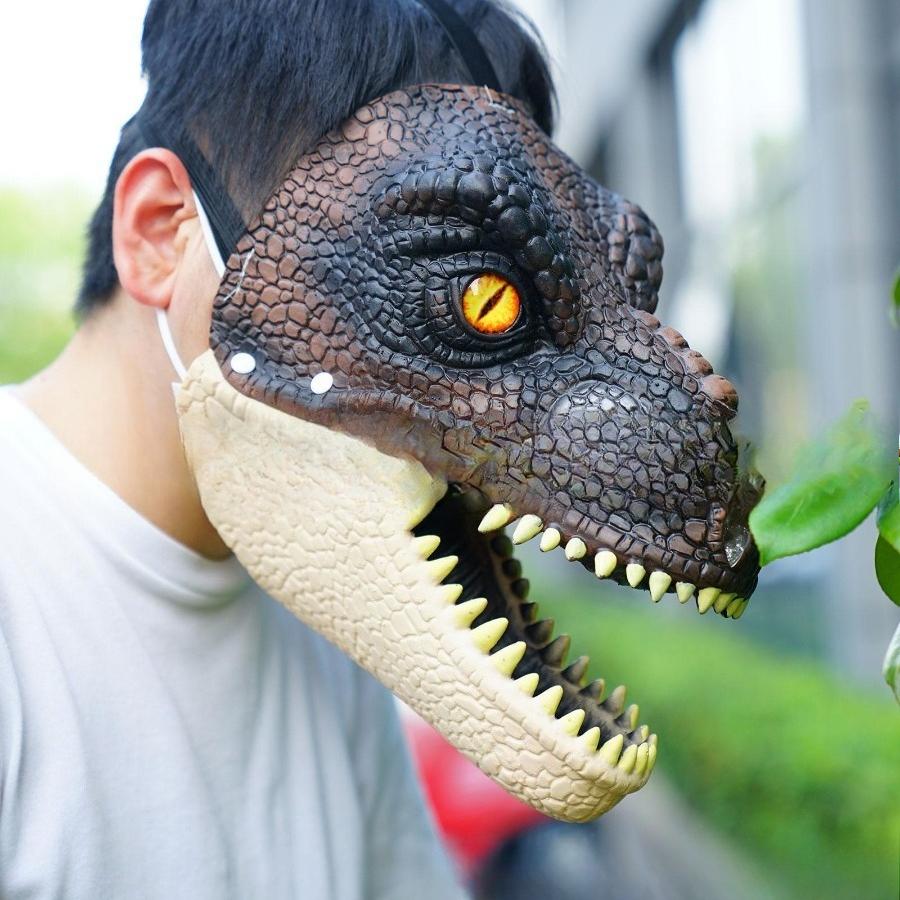 Maschera facciale a bocca di dinosauro per Halloween e Natale. Maschera animale carina dinosauro - Tirannosauro rex.