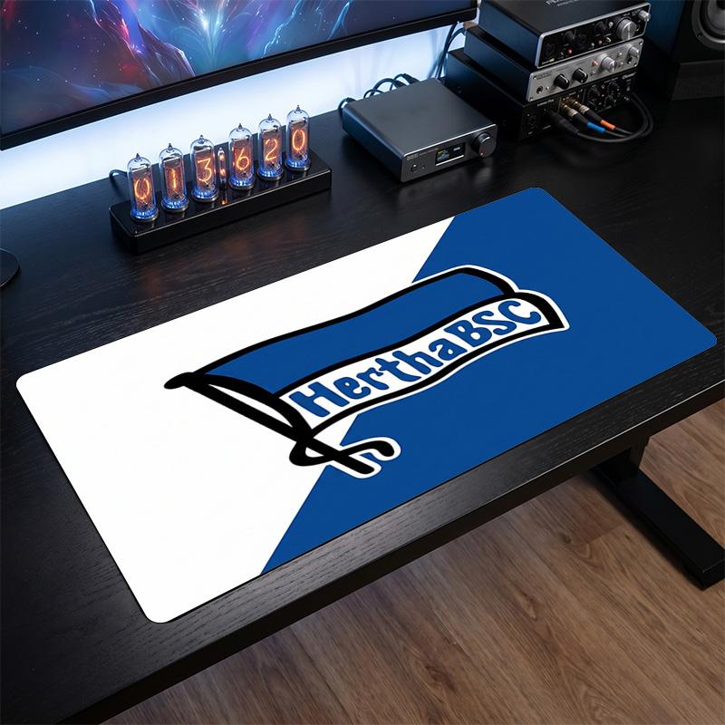 Tappetino per Mouse a Tema Hertha BSC FC, Tappetino XXL per Scrivania da Gioco con Logo Calcistico, Tappetino Antiscivolo per Mouse del Computer