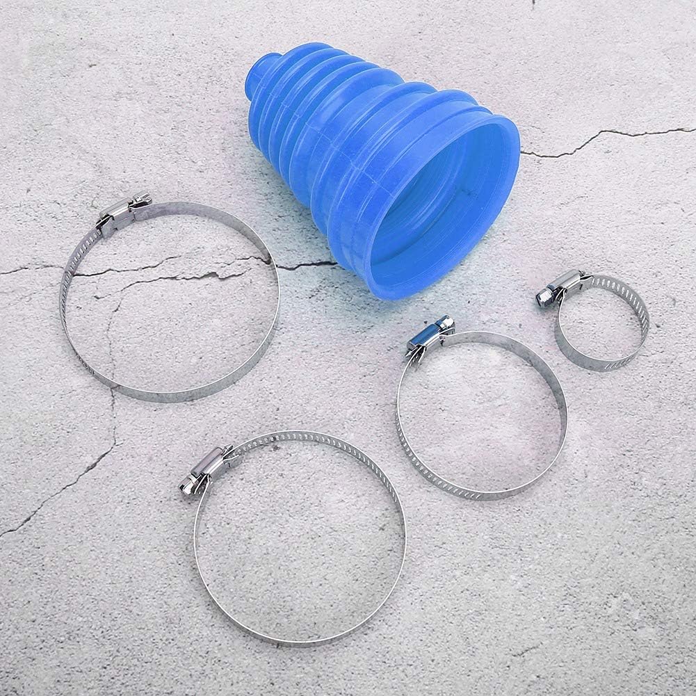 CV Boot Kit, Universal Silicone CV Axle Boot Dust Cover, Rubber, Ball Head Design, Blue, 1 Dust Cover and 4 Clamps