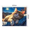 CHengQiSM 100-Piece Jigsaw Puzzle, Large Pieces, Sleeping Cat, Kids' 100-Piece Puzzle, Beginner's Cat Toy, Ages 6 and Up, Gift (45x35cm)