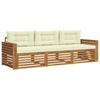 Outdoor Sofa Set with Cushions 3 Pcs Natural and Cream