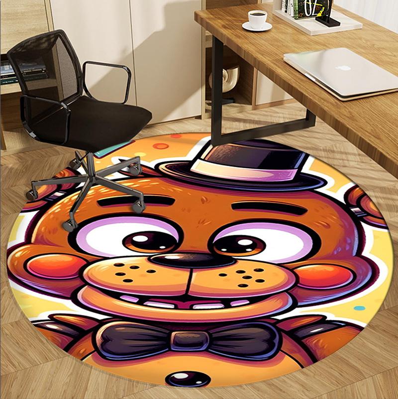 Five Nights at Freddy's Pattern Round Rug, Indoor/Outdoor Mat, for Picnic, Gameroom, Bedroom, Office, Living Room, Home Decor Carpet, Birthday Gift