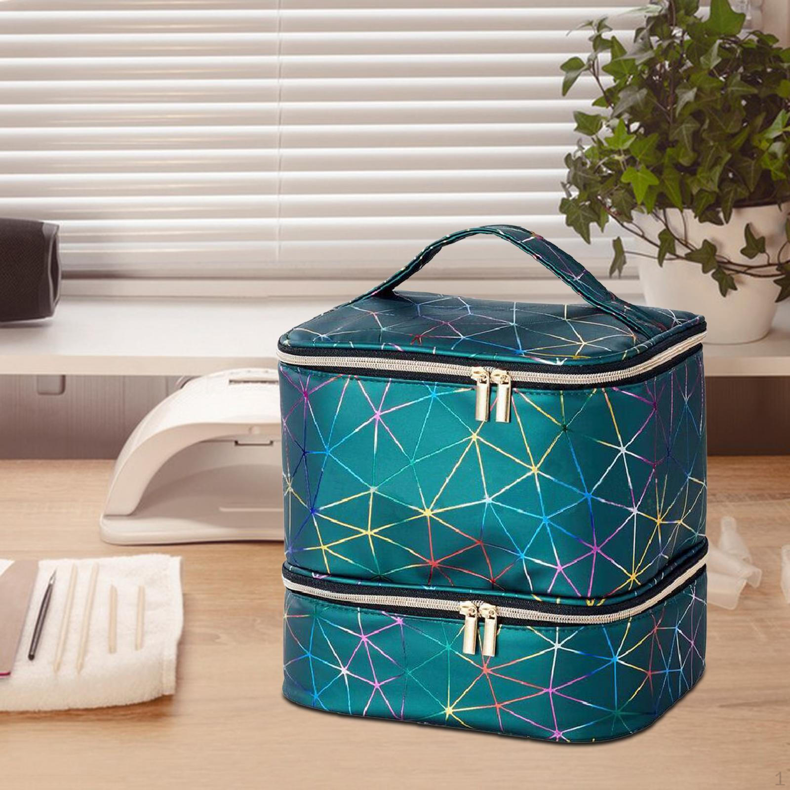 

Двошаровий футляр для зберігання ПУ Сумка для зберігання Портативний органайзер лаку для нігтів для макіяжу, нігтів Green