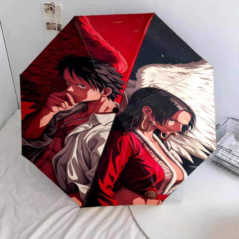 1 PC Automatic Folding Umbrella - Luffy D Pattern Portable Foldable Design With 8 Ribs Christmas Birthday Gifts