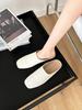 Soft To Fried~ Fashion Soft Leather Li Pattern Soft Leather Square Head One Pedal Flat Shoes Muller Row Slippers Women's Half Drag