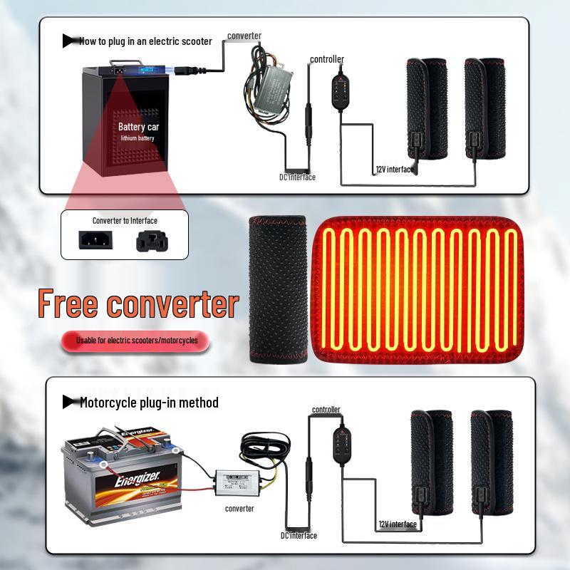 Electric Heated USB Charging Handlebar Covers for Motorcycles and E-Bikes