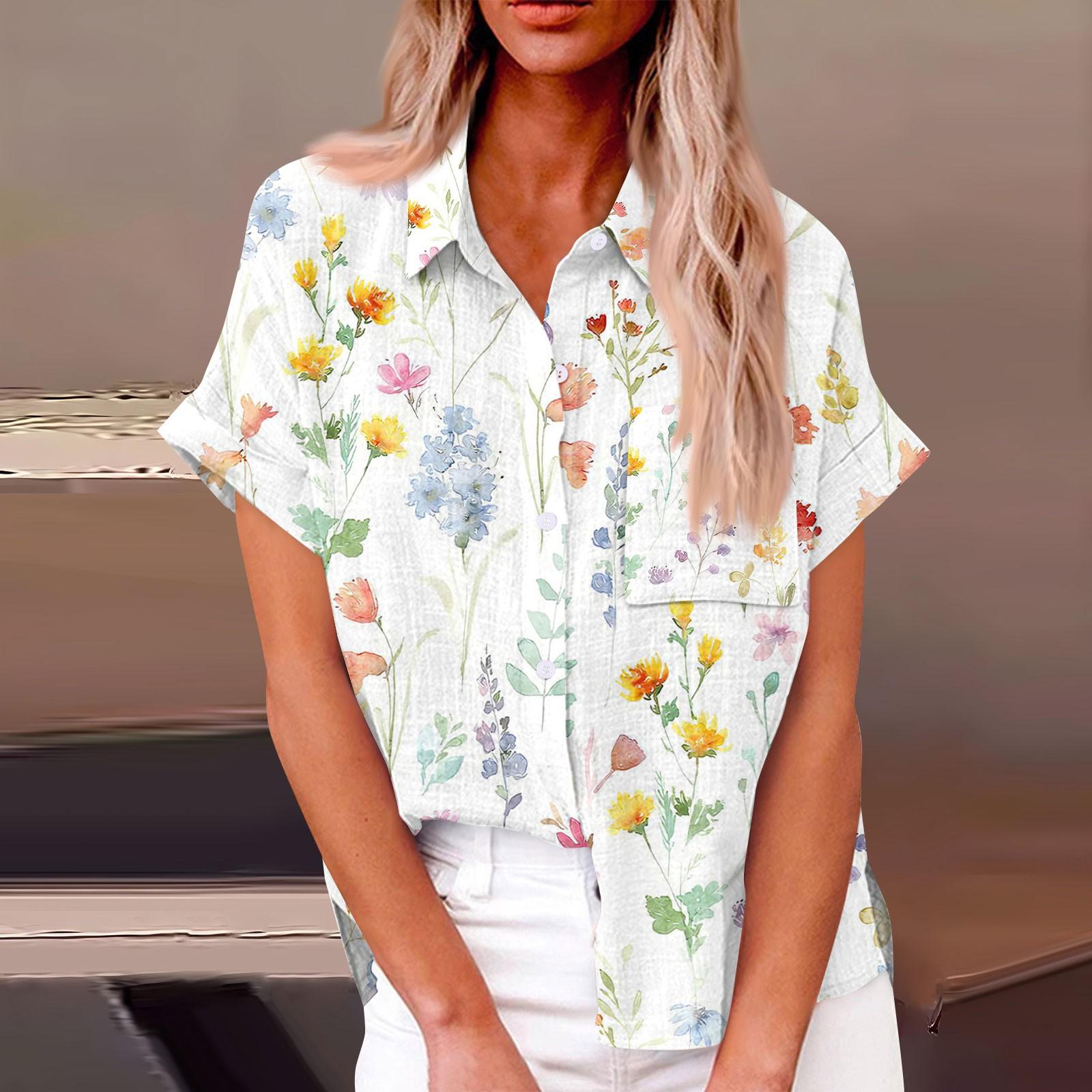 

Женская модная свободная повседневная рубашка с коротким рукавом и отворотом на пуговицах, футболка с принтом, топ XL жёлтый