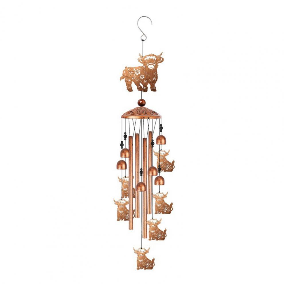 

Chime Highland Cow Wind Chime Outdoor Decor Soothing Melodic Metal Craftsmanship Farmhouse Garden Patio Gift for Women золотистый