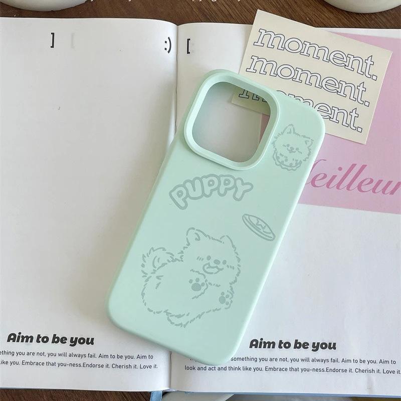 Cute Line Puppy for Apple 17promax Mobile Phone Case iPhone16 Glutinous Rice 14 Cartoon 13 Soft Cover 15
