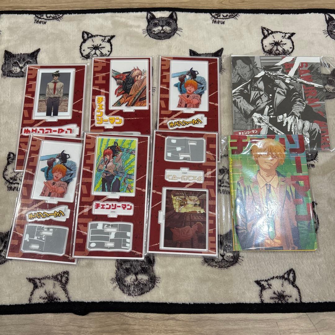 Used Lawson Chainsaw Man acrylic stand 6 sheets colored paper mini notebook