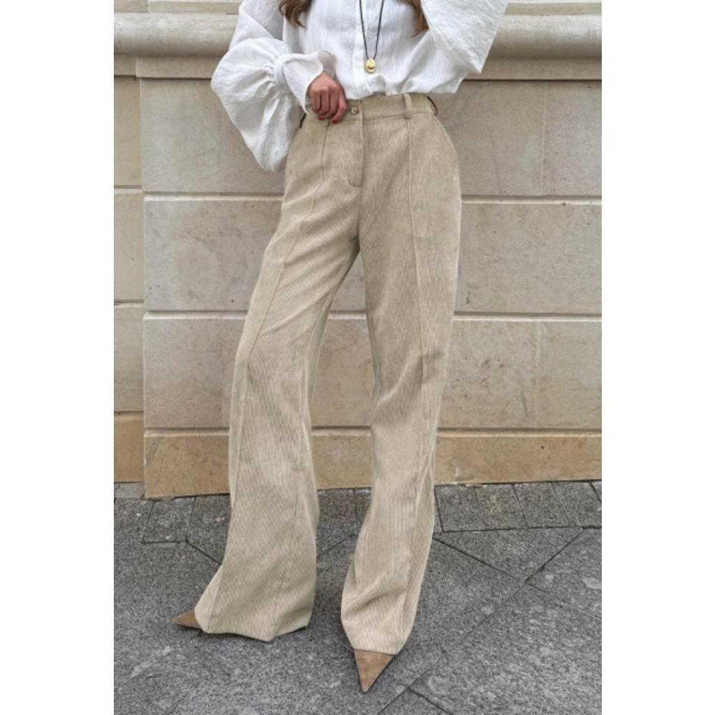 Women Corduroy Fall Winter Loose Wide Leg Pants Casual Style High Waist Slimming Fashion Versatile Lazy Trousers