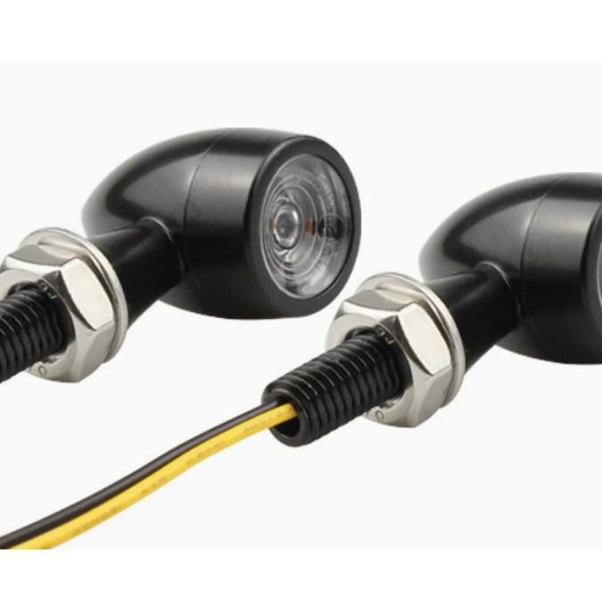1pcs Motorcycle Led Turn Signal Metal Retro Small Turn Signal Off-Road Vehicle Mini Two-Color Indicator Light Signal Light
