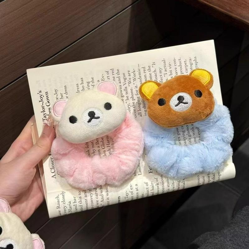 Rilakkuma Fluffy Hair Tie - Autumn/Winter Plush Cartoon Style