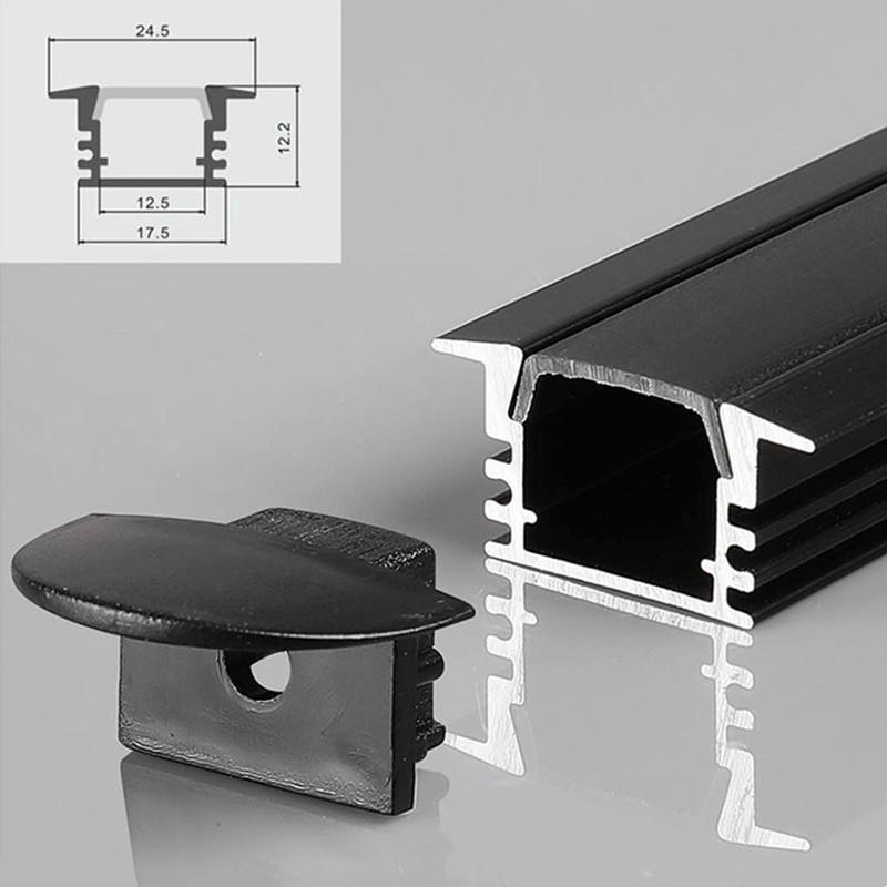 0.5m/1m 2-20pcs Black LED Aluminum Profile V/U/YW Style For 5050 5630 Strip Light Channel Black Cover Cabinet Closet Bar Lamp