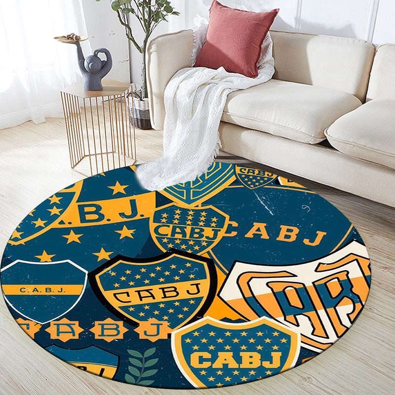 Club Atletico Boca Juniors Round Area Rug,Carpet Rug for Living Room Bedroom Sofa Playroom Decor,Non-slip Floor Mat