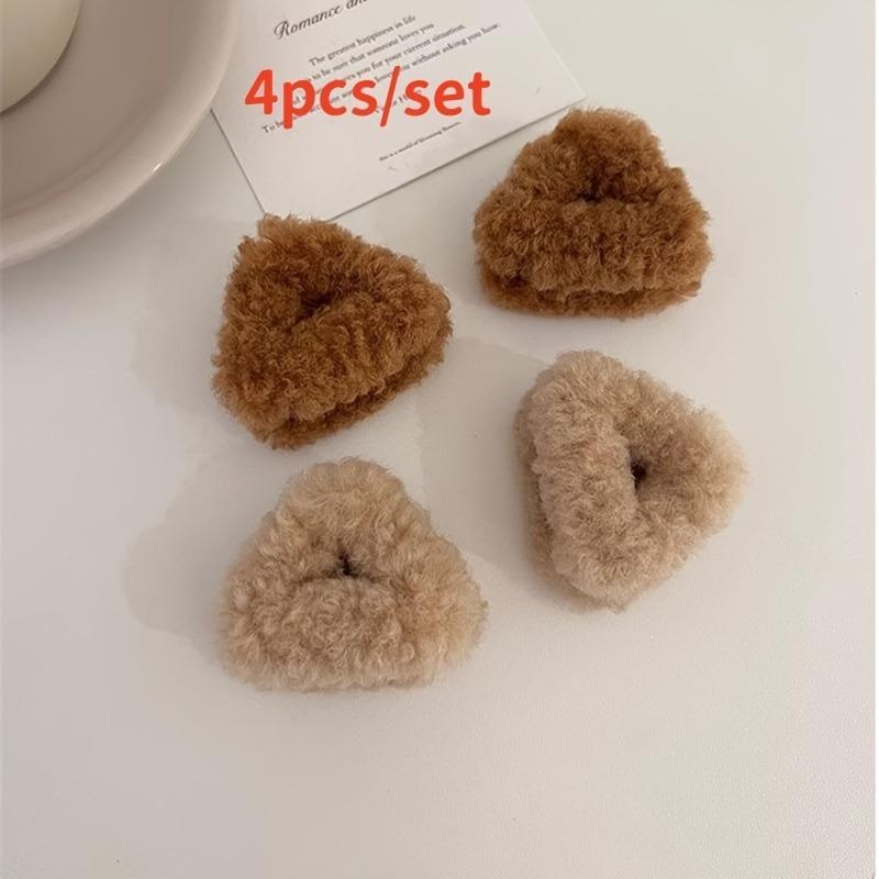 

4pcs Cute and Playful Plush Cat s Ears Steamed Cat-ear Shaped Bread Lady Children s Side Hairpin Small Fashion Bangs Hair Clip