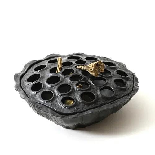 

Creative Copper Alloy Lotus Incense Burner Home Decor Handcrafts Coil Censer Holder Religious Articles Yoga Office Ornaments