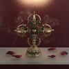 Scent Burner Holder with Pedestal Base BrassToned Stand Ornate Ornament for