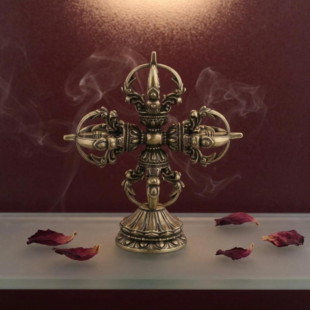 Scent Burner Holder with Pedestal Base BrassToned Stand Ornate Ornament for