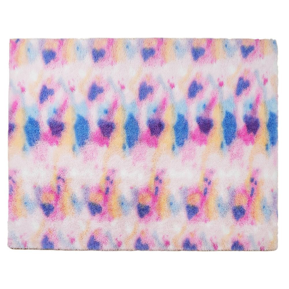 Thickened Tie Dye Gradient Carpet Long Plush Living Room Bedroom Coffee Table Bedside Carpet Entrance Mat