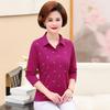Autumn Cotton Lapel T-shirt for Middle-aged & Elderly Women - Long-Sleeve, Loose Fit, Plus Size