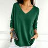Women's Color V-Neck Long Sleeve Knit Sweater Casual Basic Lightweight Top for Daily Wear
