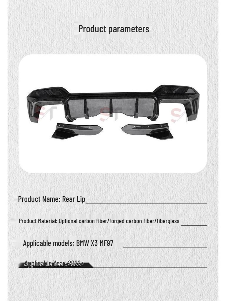 2022 BMW X3M F97 Carbon Fiber Rear Bumper Lip Diffuser Kit