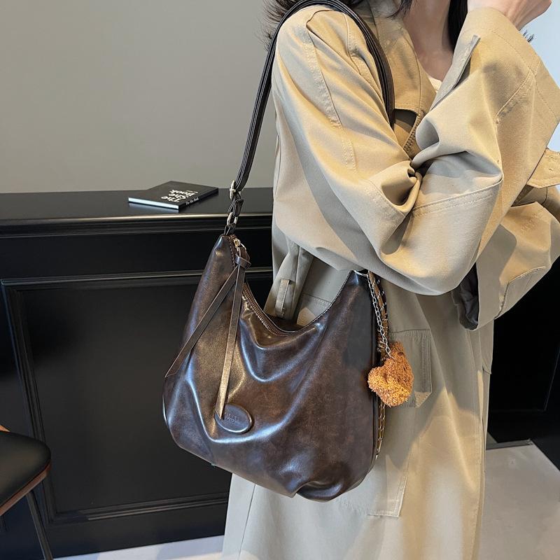 2025 new large-capacity tote bag women's retro lightweight double shoulder women's bag fashion single shoulder messenger bag