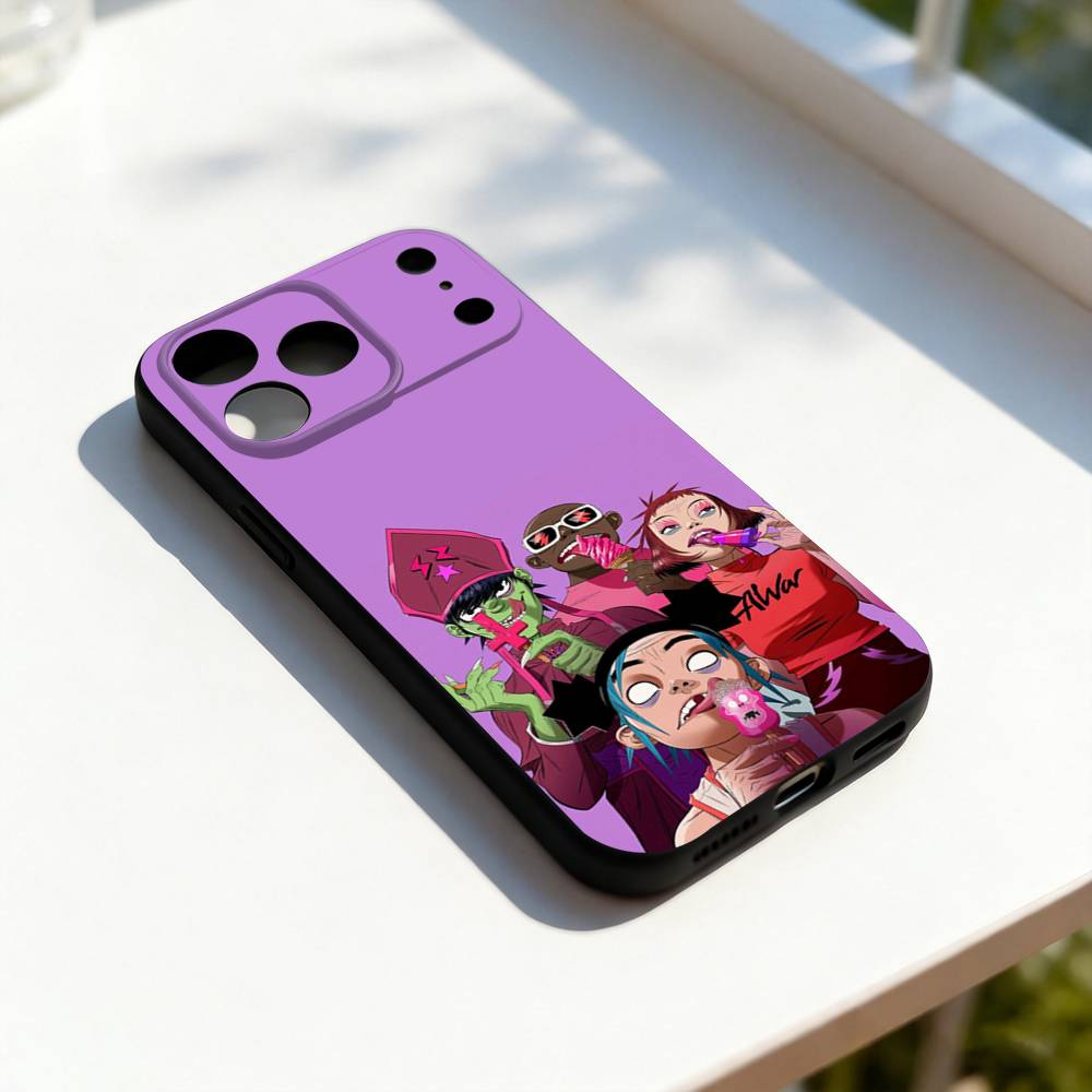 G-Gorillaz Rock Band Cool Phone Case For iPhone 11,12,13,14,15,16,17,Pro,Max,Plus,E,SE4,Air,Mini Black Soft Cover