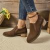 Plus Size Women Pointed Toe Chunky Mid Heel Deep Mouth Loafers