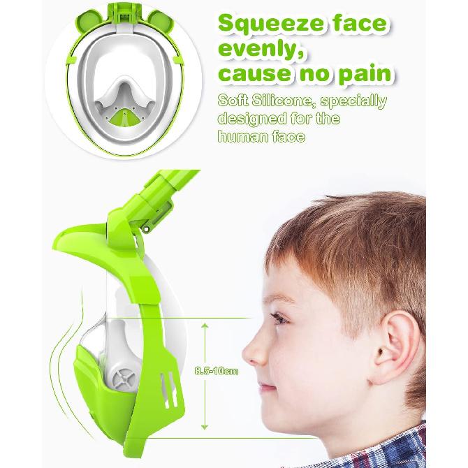 Kids Snorkel Mask, Full Face Snorkel Mask for Kids 4-16, Foldable Snorkeling Gear for Kids Snorkeling Set for Swimming Pool Toys, Dry Top,