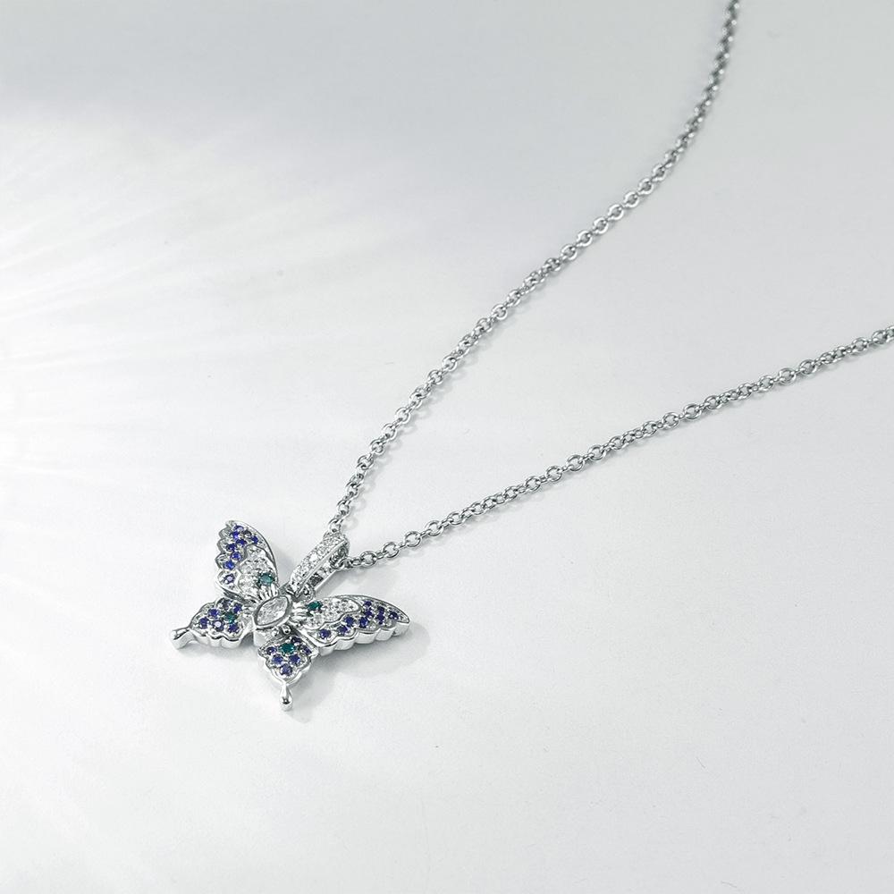925 Sterling Silver Butterfly Necklace Femininity Clavicle Chain