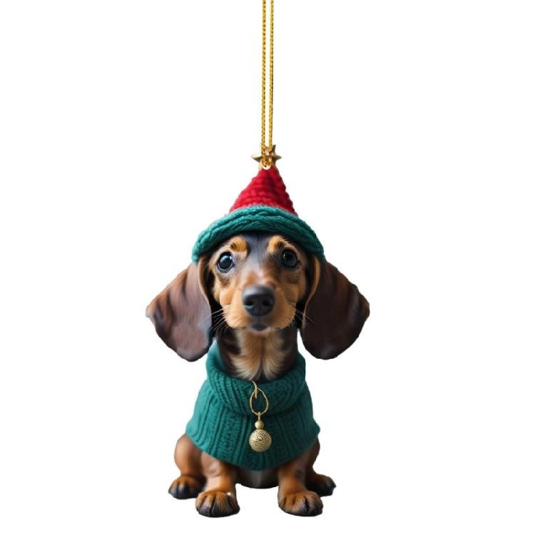 Christmas Tree Ornament Funny Dachshund Decorations for Holiday Dog Pendants