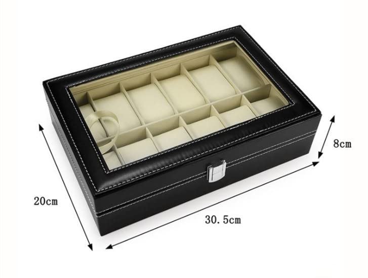Ansimple Watch Storage Case/Box, Watch Collection Case/Accessory Storage, PU Material (Holds 12 Watches)