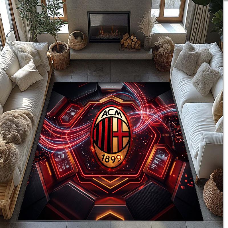 AC Milan Printed Flannel Area Rug Non Slip Soft Polyester Floor Carpet Indoor Decor Mat for Bedroom Living Room Sofa Game Room Home Decoration
