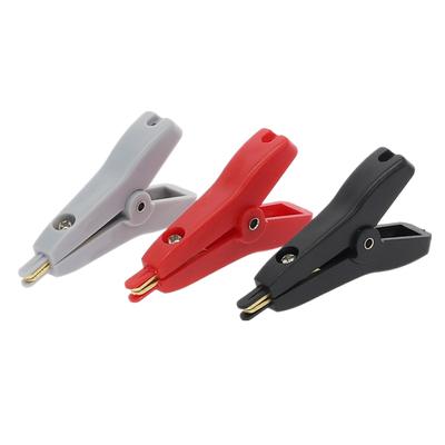 ABILKEEN 10pcs LCR Kelvin Alligator Clip 52mm Kelvin Copper Gold Plate Clip Grey Black Red