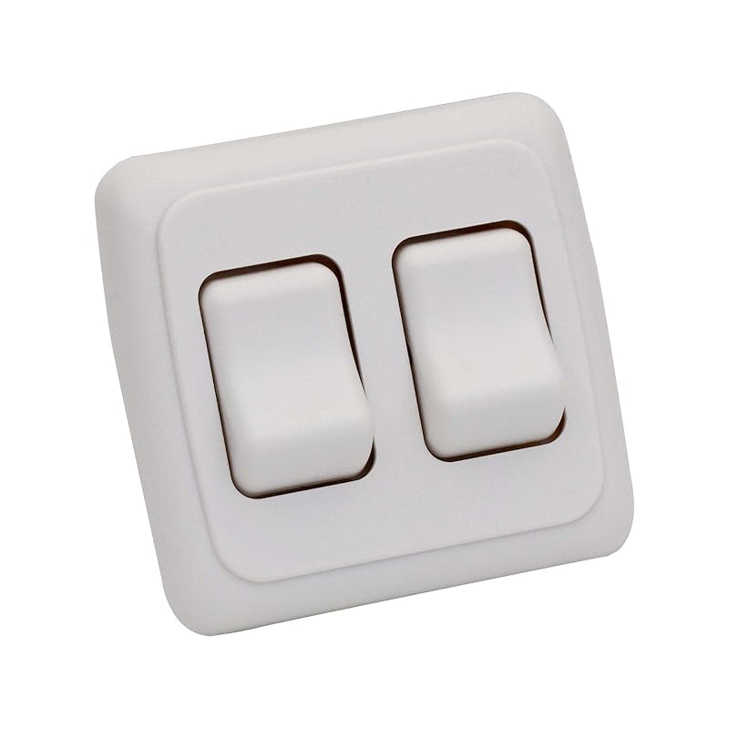 Double SPST On-Off Toggle Switch with Bezel, Technology Components 12V Light Switch for RV, Camper, Trailer