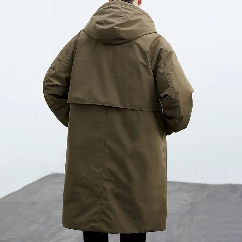 Men's Spring and Autumn Plus Size Solid Color Simple Coat Youth Medium-length Hooded Windbreaker
