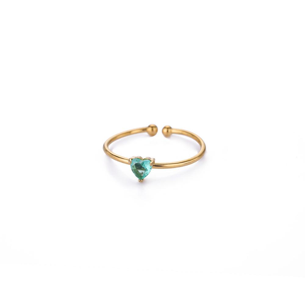 

Zircon Heart Birthstone Rings For Women Gold Color Adjustable Stainless Steel Birthstone Heart Ring Wedding Jewelry Gift BFF resizable