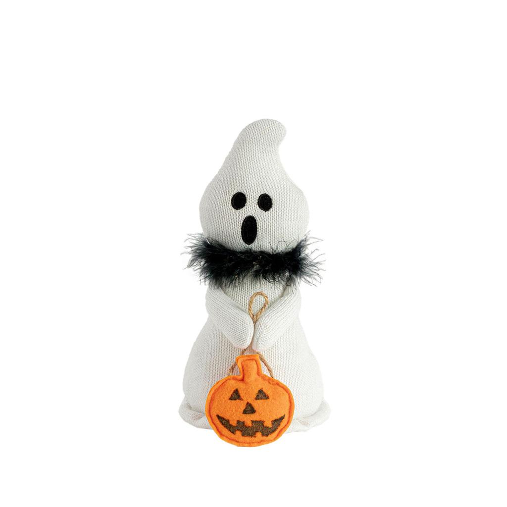 Cute Ghost Plush with Scarf - Halloween Table Decor, Spooky Desk Buddy, Gothic Home Figurine
