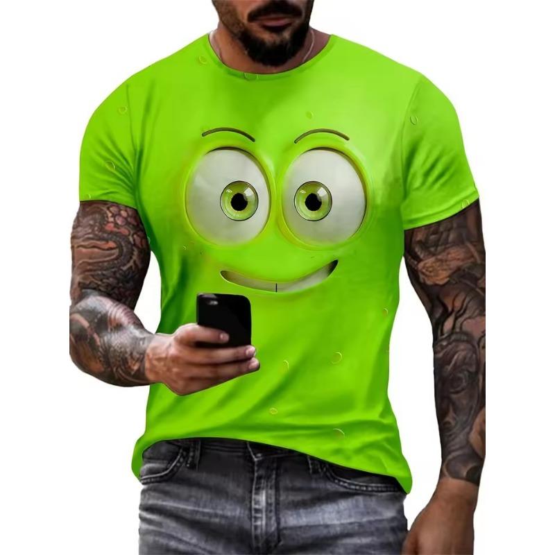 Men's Eye Pattern Printed T-shirt Casual Short-sleeved Round Neck 3D T-shirt Men's Summer Outdoor Clothing