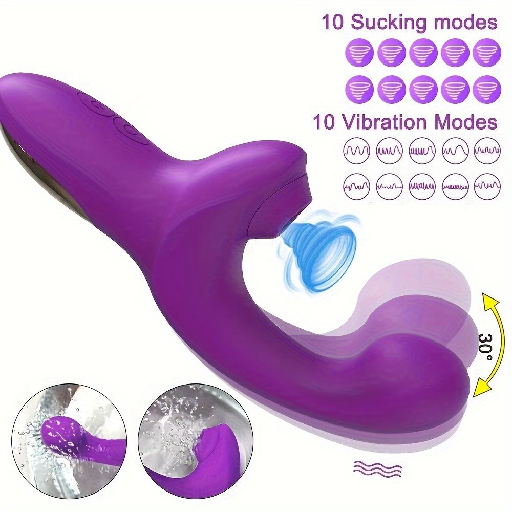1pc Powerful Dildo Vibrator G-Spot Vibrator with 10 Sucking and Vibrating Patterns Female Clitoral Sucker Vacuum Clitoral Stimulator