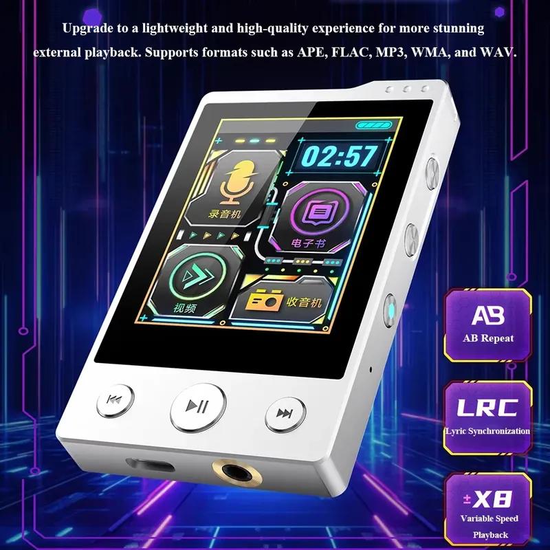 Tragbarer verlustfreier Musikplayer MP3 Walkman mit Bluetooth 5.3 Integriertem 32G Speicher 2,4-Zoll Touchscreen und Aufnahmefunktion