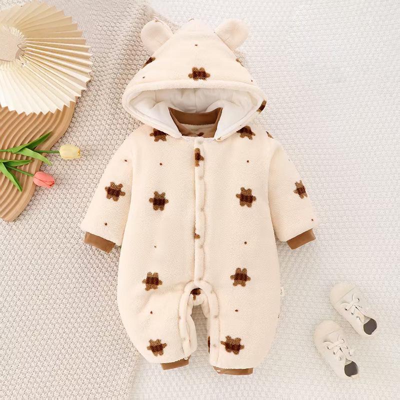 Cozy Cotton-Padded Baby Bodysuit: Thick Winter Wear for Newborn Crawling