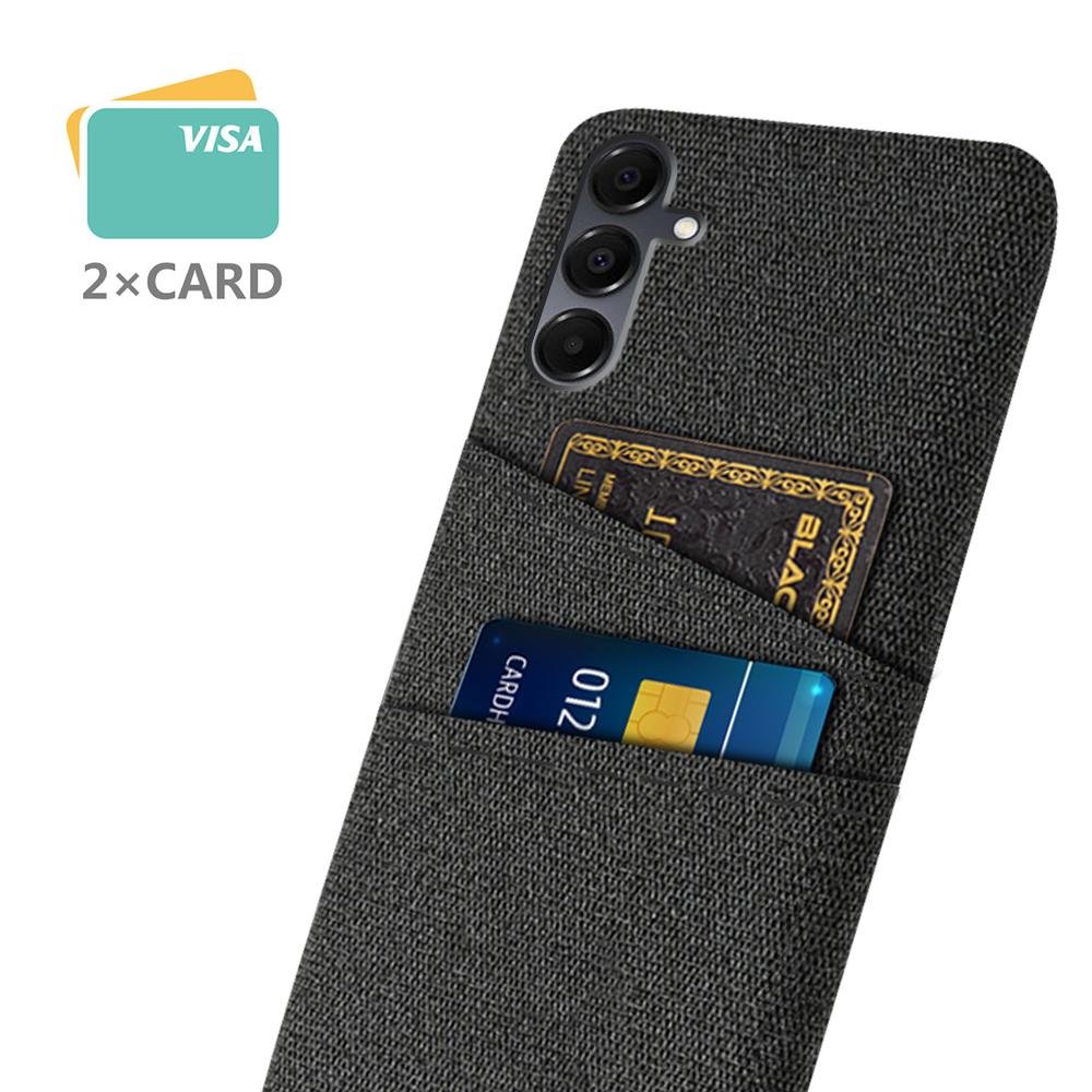 

For Samsung Galaxy A16 4G/5G Case Cloth+Hard PC Phone Cover with Dual Card Slots Brown