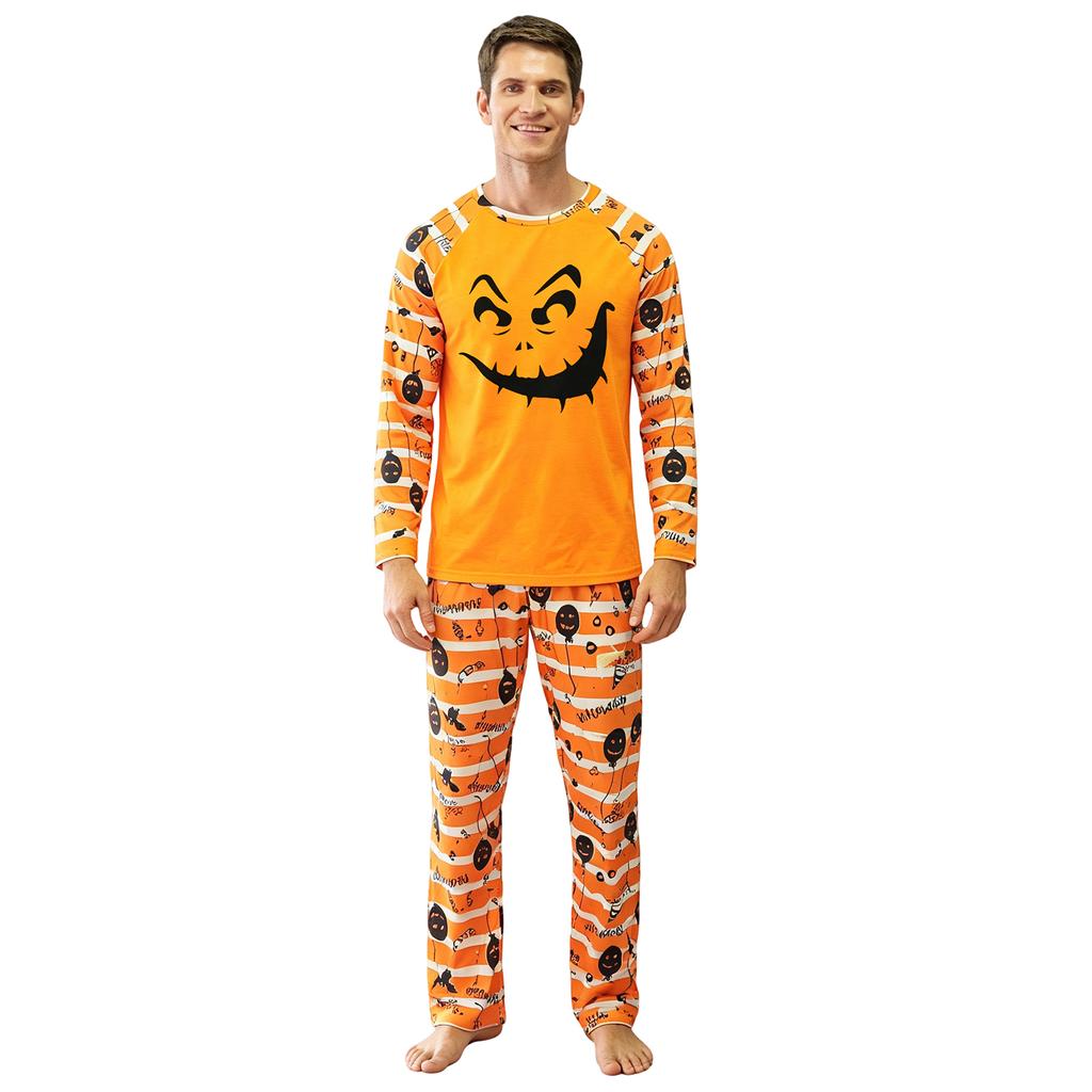 Matching Parent-Child Halloween Print Loungewear Set for Family Home Clothing