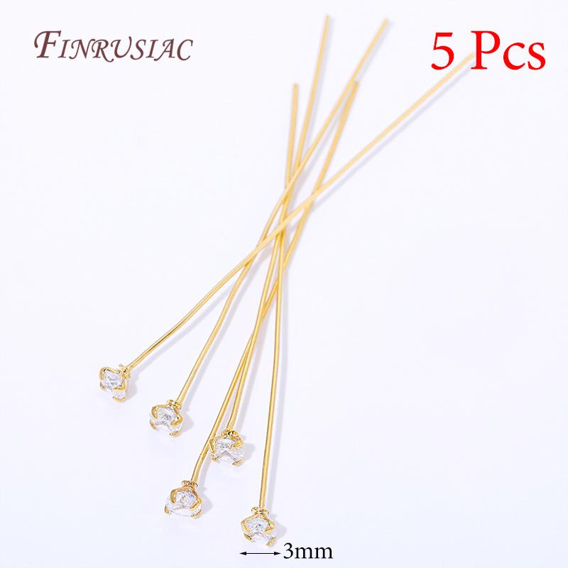 18K Gold Plated Head Pins DIY Earrings Findings,Brass Flower Head Pins For Jewelry Making Supplies Accessories