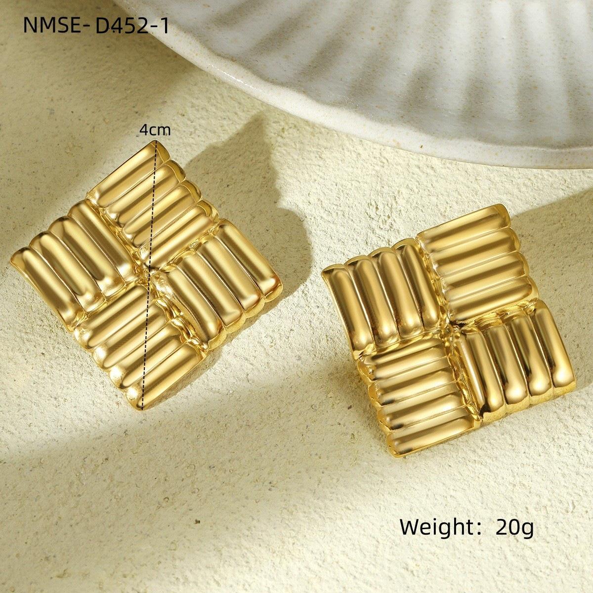 GEMCHIC Women s Geometric Square Texture Stainless Steel Earrings 18K Gold Plated Statement Jewelry